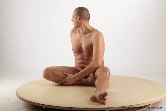 Nude Man White Sitting poses - simple Average Short Brown Realistic