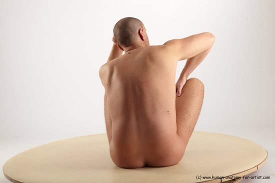 Nude Man White Sitting poses - simple Average Short Brown Realistic