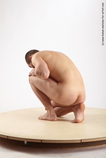 Nude Man White Kneeling poses - ALL Slim Short Brown Kneeling poses - on one knee Realistic