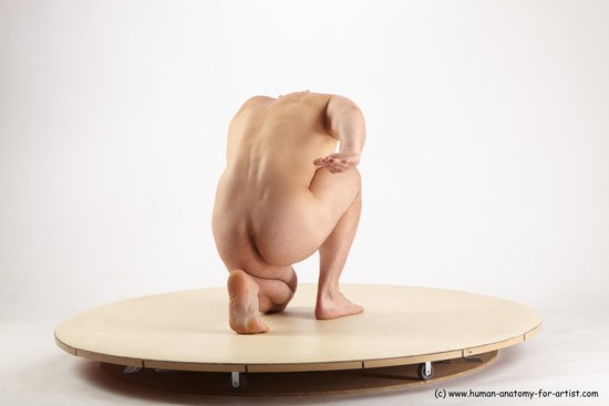 Nude Man White Kneeling poses - ALL Slim Short Brown Kneeling poses - on one knee Realistic