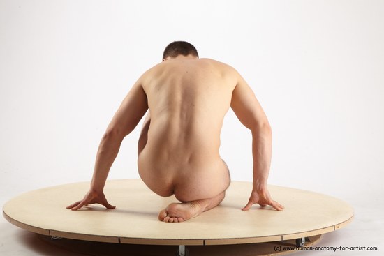 Nude Man White Kneeling poses - ALL Slim Short Brown Kneeling poses - on one knee Realistic