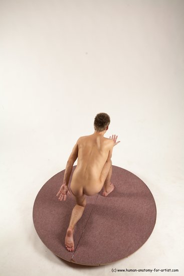 Nude Man White Kneeling poses - ALL Slim Short Brown Kneeling poses - on one knee Multi angles poses Realistic