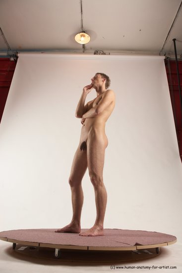 Nude Man White Standing poses - ALL Slim Short Brown Standing poses - simple Multi angles poses Realistic