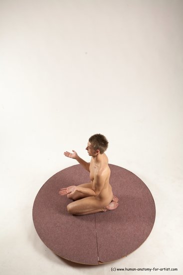 Nude Man White Slim Short Brown Sitting poses - ALL Multi angles poses Realistic