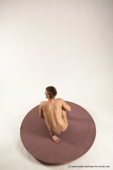 Nude Man White Kneeling poses - ALL Slim Short Brown Kneeling poses - on one knee Multi angles poses Realistic