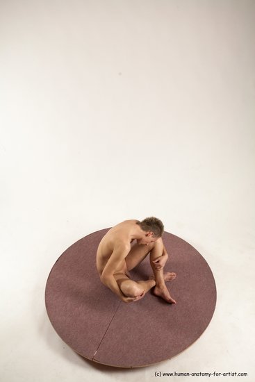 Nude Man White Sitting poses - simple Slim Short Brown Sitting poses - ALL Multi angles poses Realistic