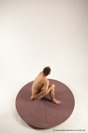 Nude Man White Kneeling poses - ALL Slim Short Brown Kneeling poses - on one knee Multi angles poses Realistic