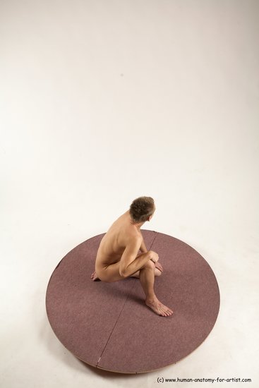 Nude Man White Kneeling poses - ALL Slim Short Brown Kneeling poses - on one knee Multi angles poses Realistic