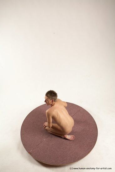 Nude Man White Kneeling poses - ALL Slim Short Brown Kneeling poses - on one knee Multi angles poses Realistic