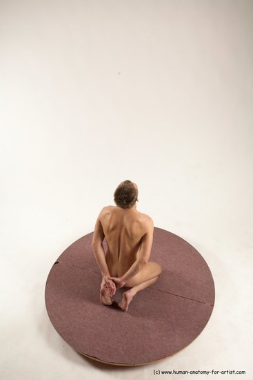 Nude Man White Slim Short Brown Sitting poses - ALL Sitting poses - on knees Multi angles poses Realistic