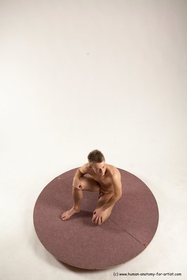 Nude Man White Kneeling poses - ALL Slim Short Brown Kneeling poses - on one knee Multi angles poses Realistic