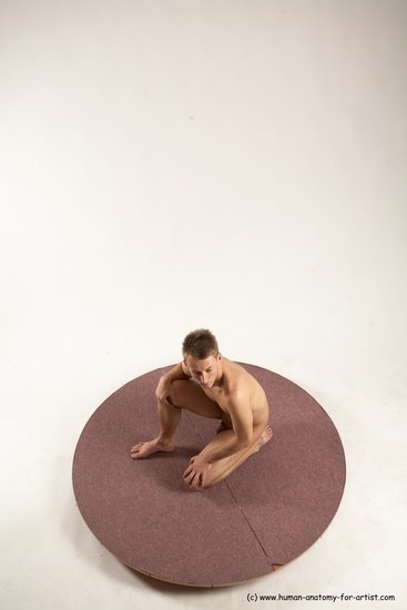 Nude Man White Kneeling poses - ALL Slim Short Brown Kneeling poses - on one knee Multi angles poses Realistic