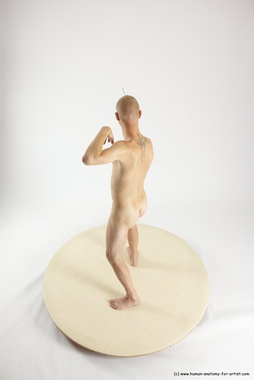 Nude Fighting with sword Man White Standing poses - ALL Slim Bald Standing poses - simple Multi angles poses Realistic