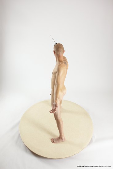 Nude Fighting with sword Man White Standing poses - ALL Slim Bald Standing poses - simple Multi angles poses Realistic