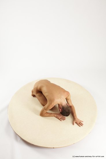 Nude Man White Kneeling poses - ALL Athletic Short Brown Kneeling poses - on both knees Multi angles poses Realistic