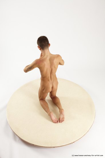 Nude Man White Kneeling poses - ALL Athletic Short Brown Kneeling poses - on both knees Multi angles poses Realistic