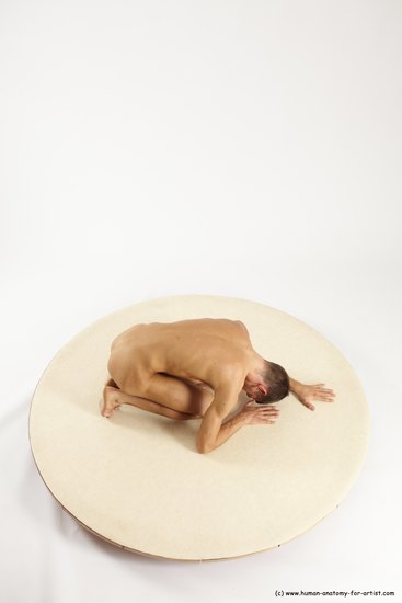 Nude Man White Kneeling poses - ALL Athletic Short Brown Kneeling poses - on both knees Multi angles poses Realistic