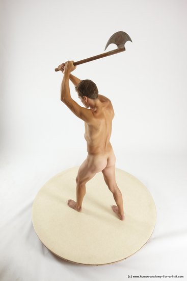 Nude Fighting with axe Man White Standing poses - ALL Athletic Short Brown Standing poses - simple Multi angles poses Realistic