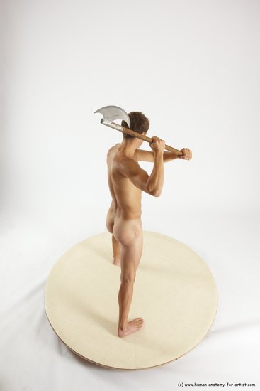 Nude Fighting with axe Man White Standing poses - ALL Athletic Short Brown Standing poses - simple Multi angles poses Realistic