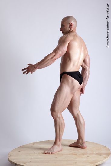 Swimsuit Man White Standing poses - ALL Muscular Bald Standing poses - simple Academic