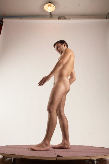 Nude Man White Standing poses - ALL Slim Short Brown Standing poses - simple Multi angles poses Realistic