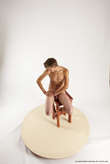 Nude Man White Laying poses - ALL Slim Short Brown Laying poses - on back Multi angles poses Realistic