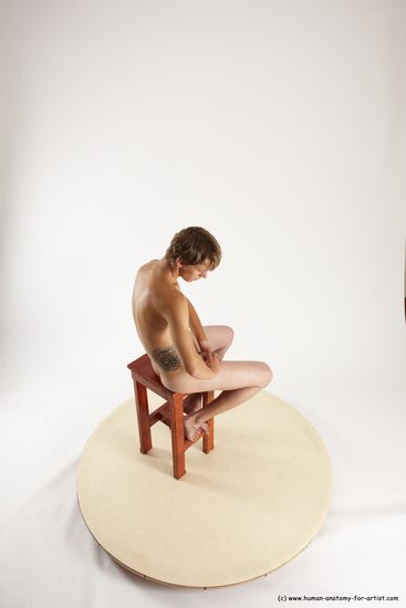 Nude Man White Laying poses - ALL Slim Short Brown Laying poses - on back Multi angles poses Realistic