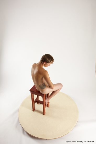 Nude Man White Laying poses - ALL Slim Short Brown Laying poses - on back Multi angles poses Realistic