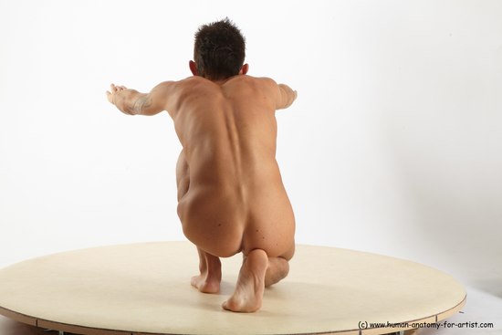 Nude Man White Kneeling poses - ALL Athletic Short Brown Kneeling poses - on one knee Realistic