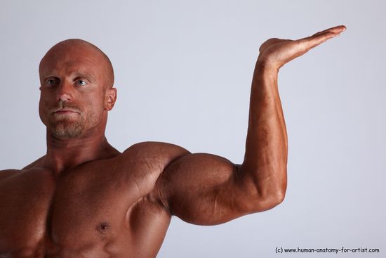 Swimsuit Man White Detailed photos Muscular Bald Academic