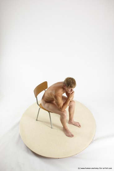 Nude Man White Sitting poses - simple Athletic Short Brown Sitting poses - ALL Multi angles poses Realistic