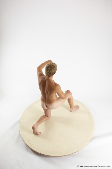 Nude Man White Kneeling poses - ALL Athletic Short Brown Kneeling poses - on one knee Multi angles poses Realistic