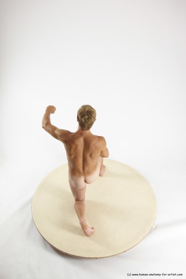 Nude Man White Kneeling poses - ALL Athletic Short Brown Kneeling poses - on one knee Multi angles poses Realistic