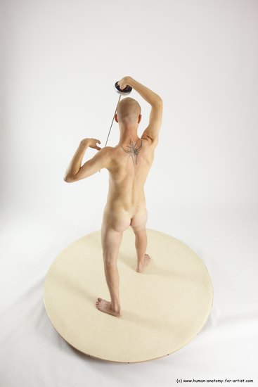 Nude Fighting with sword Man White Standing poses - ALL Slim Bald Standing poses - simple Multi angles poses Realistic