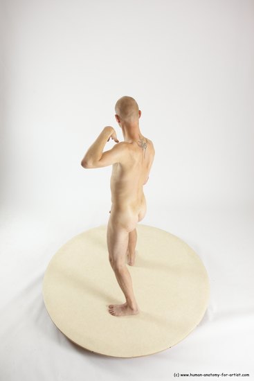 Nude Fighting with sword Man White Standing poses - ALL Slim Bald Standing poses - simple Multi angles poses Realistic