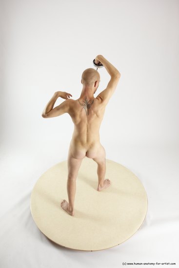 Nude Fighting with sword Man White Standing poses - ALL Slim Bald Standing poses - simple Multi angles poses Realistic