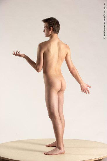 Nude Man White Standing poses - ALL Slim Short Brown Standing poses - simple Multi angles poses Realistic