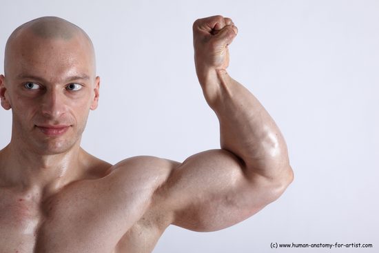 Swimsuit Man White Detailed photos Muscular Bald Academic