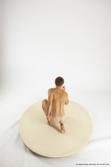 Nude Man White Kneeling poses - ALL Athletic Short Brown Kneeling poses - on one knee Multi angles poses Realistic