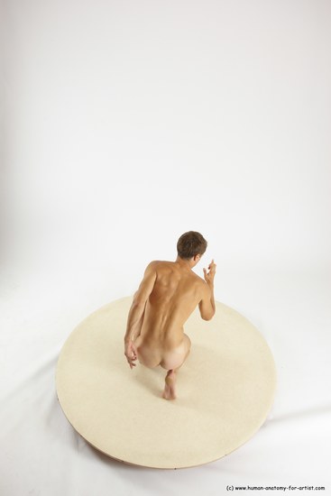 Nude Man White Kneeling poses - ALL Athletic Short Brown Kneeling poses - on one knee Multi angles poses Realistic