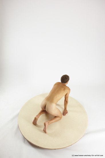 Nude Man White Kneeling poses - ALL Athletic Short Brown Kneeling poses - on both knees Multi angles poses Realistic