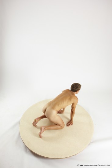 Nude Man White Kneeling poses - ALL Athletic Short Brown Kneeling poses - on both knees Multi angles poses Realistic