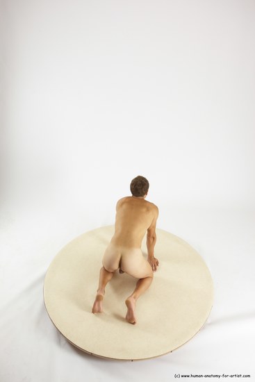 Nude Man White Kneeling poses - ALL Athletic Short Brown Kneeling poses - on both knees Multi angles poses Realistic