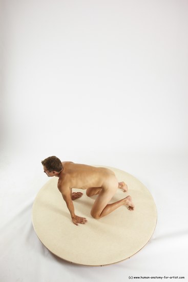 Nude Man White Kneeling poses - ALL Athletic Short Brown Kneeling poses - on both knees Multi angles poses Realistic