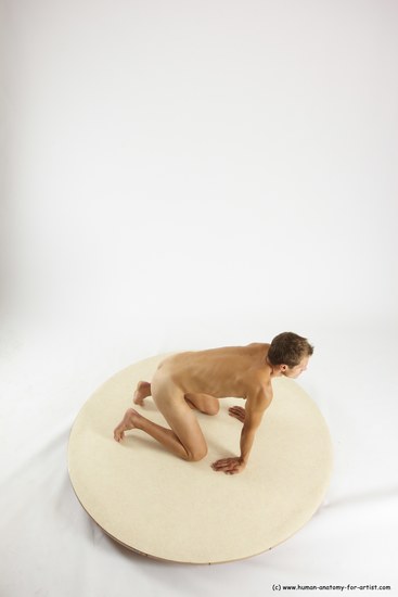 Nude Man White Kneeling poses - ALL Athletic Short Brown Kneeling poses - on both knees Multi angles poses Realistic