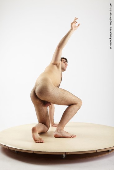 Nude Man White Kneeling poses - ALL Slim Short Brown Kneeling poses - on one knee Realistic