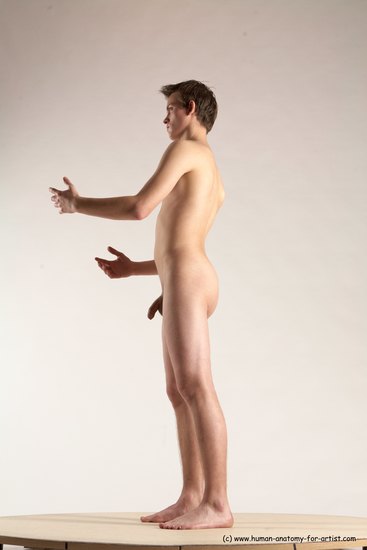 Nude Man White Standing poses - ALL Slim Short Blond Standing poses - simple Multi angles poses Realistic