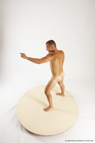 Nude Fighting with knife Man White Standing poses - ALL Slim Short Brown Standing poses - simple Multi angles poses Realistic