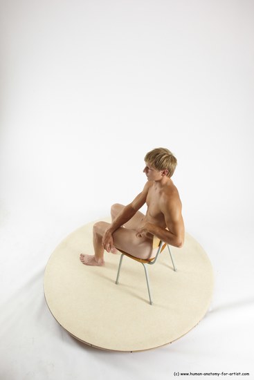 Nude Man White Sitting poses - simple Athletic Short Brown Sitting poses - ALL Multi angles poses Realistic