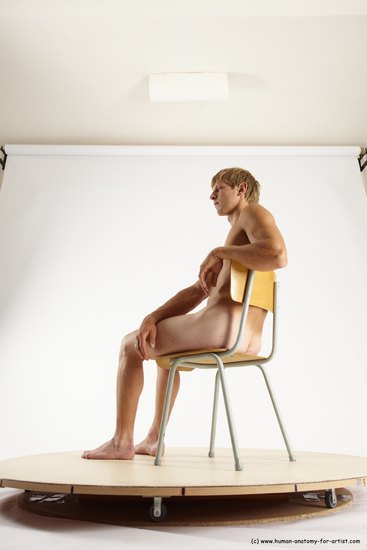 Nude Man White Sitting poses - simple Athletic Short Brown Sitting poses - ALL Multi angles poses Realistic